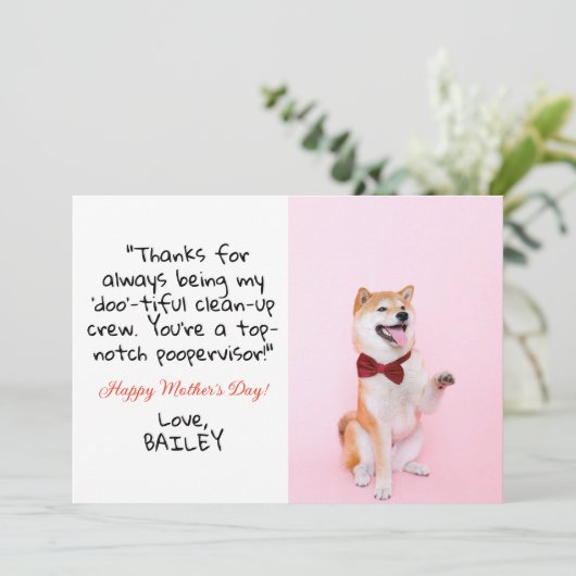 Schattige Grappig | Custom Pet Photo Dog Moederdag Feestdagenkaart (Staand voorkant)