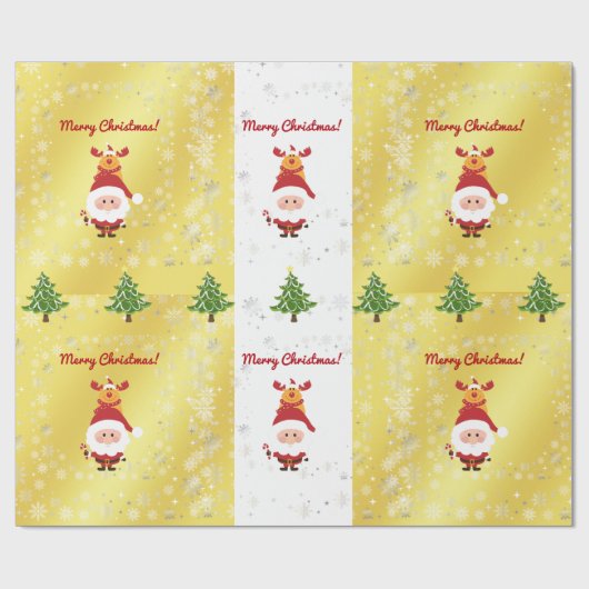 Schattige Grappig Elegant Rudolph Kerstbomen Cadeaupapier (Vlak)