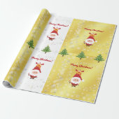Schattige Grappig Elegant Rudolph Kerstbomen Cadeaupapier (Uitgerold)