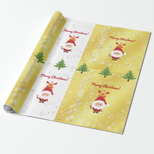 Schattige Grappig Elegant Rudolph Kerstbomen Cadeaupapier (Uitgerold)