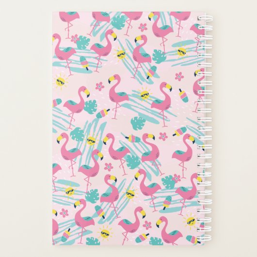Schattige Grappig Flamingo Roze Blush Tropisch Pat Planner (Achterkant)
