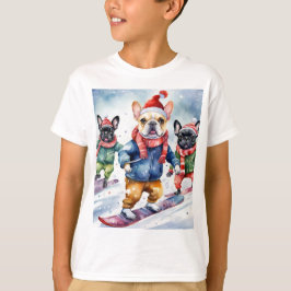 Schattige Grappig Frans Bulldogs Dog Christmas T-shirt