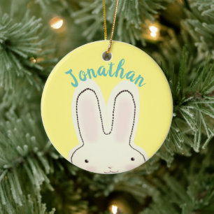 Schattige Grappig Geel Bunny cartoon Gepersonalise Keramisch Ornament