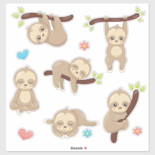 Schattige Grappig Gekke Sleepy Sloth Sticker (Vel)