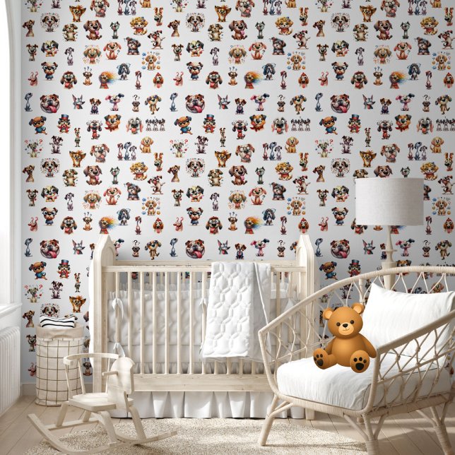 Schattige Grappig Gekke Waterverf Honden Puppies P Behang (Creator heeft geüpload)