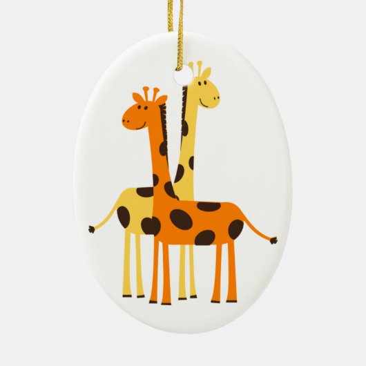 Schattige grappig Giraffe paar Keramisch Ornament (Achterkant)