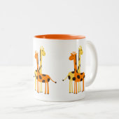 Schattige grappig Giraffe paar Tweekleurige Koffiemok (Voorkant rechts)
