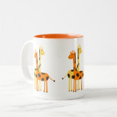 Schattige grappig Giraffe paar Tweekleurige Koffiemok (Voorkant links)