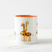 Schattige grappig Giraffe paar Tweekleurige Koffiemok (Center)