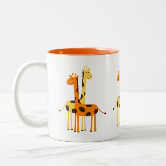 Schattige grappig Giraffe paar Tweekleurige Koffiemok (Links)