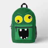 Schattige Grappig Groen Monster w / Naam Kinder Bedrukte Rugzak (Voorkant)