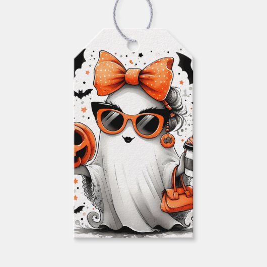 Schattige grappig Halloween spook Cadeaulabel (Voorkant)