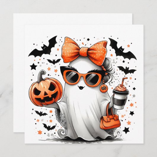 Schattige grappig Halloween spook Kaart (Voorkant / Achterkant)