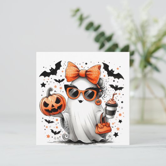 Schattige grappig Halloween spook Kaart (Staand voorkant)