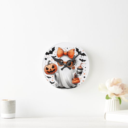 Schattige grappig Halloween spook Ronde Klok (Huis)