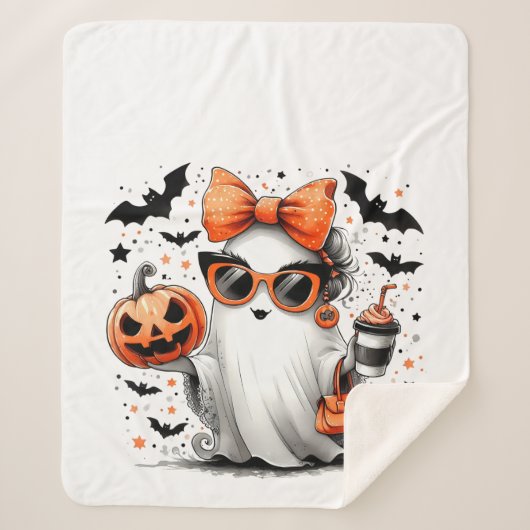 Schattige grappig Halloween spook Sherpa Deken (Voorkant)