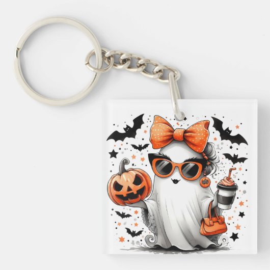 Schattige grappig Halloween spook Sleutelhanger (voorkant)
