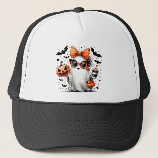 Schattige grappig Halloween spook Trucker Pet (Voorkant)