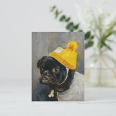 SCHATTIGE GRAPPIG HONDENOLIEVERFSCHILDERIJ BRIEFKAART (Staand voorkant)