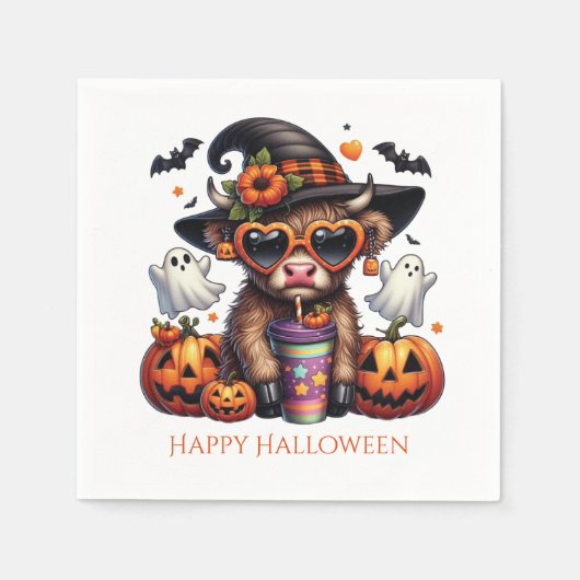Schattige Grappig Hoogland Koe Halloween Party Servet (Voorkant)