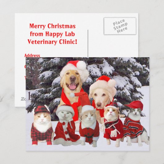 Schattige/Grappig Huisdier Zakelijke Vakantie Clie Feestdagenkaart (Voorkant / Achterkant)