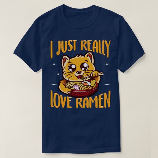 Schattige grappig ik hou gewoon echt van Ramen Cat T-shirt (Design voorkant)