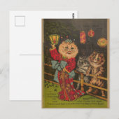 Schattige Grappig  Japans Kat Briefkaart (Voorkant / Achterkant)