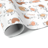 Schattige Grappig Kat Retro Kerstpatroon Cadeaupapier (Rol Hoek)