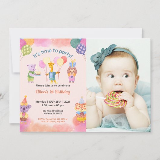 Schattige grappig | Kinder fotoverjaardag Kaart (Voorkant)