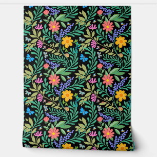 Schattige Grappig Kleurrijk Bloemen  Vrolijk Elega Behang