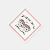 Schattige Grappig Koffiekopje Paar Bruiloft Jubile Servet (Hoek)