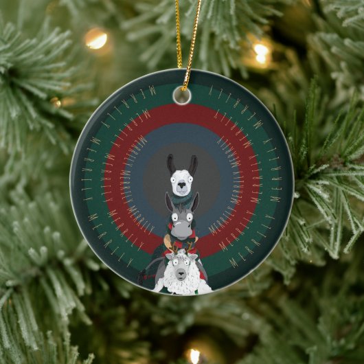 Schattige, Grappig, Leuk Ezel Llama Schaap Keramisch Ornament (Boom)