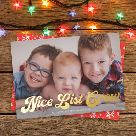 Schattige Grappig Leuk Lijst Crew Vrolijk Kerstgou Folie Feestdagenkaart