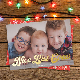 Schattige Grappig Leuk Lijst Crew Vrolijk Kerstgou Folie Feestdagenkaart