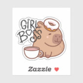 Schattige Grappig Meisje Baas Capybara Sticker (Vel)