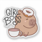 Schattige Grappig Meisje Baas Capybara Sticker (Voorkant)
