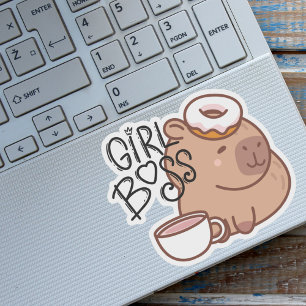 Schattige Grappig Meisje Baas Capybara Sticker