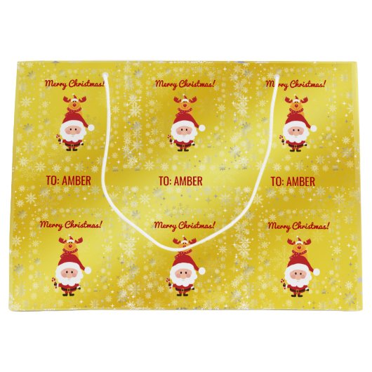 Schattige Grappig Modern Rudolph Santa Gepersonali Groot Cadeauzakje (Voorkant)