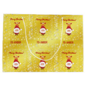 Schattige Grappig Modern Rudolph Santa Gepersonali Groot Cadeauzakje (Achterkant)