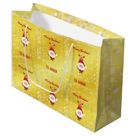 Schattige Grappig Modern Rudolph Santa Gepersonali Groot Cadeauzakje (Voorkant Gekanteld)
