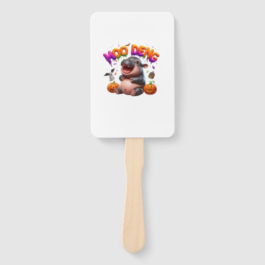Schattige & Grappig MOO DENG Baby Hippo Pompoen Gh Handwaaier (Voorkant)
