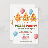 Schattige Grappig Pizza Kind Verjaardagsfeest Uitn Kaart (Voorkant / Achterkant)
