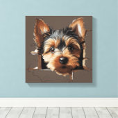 Schattige grappig puppy gezicht canvas afdruk (Insitu (Houten vloer))