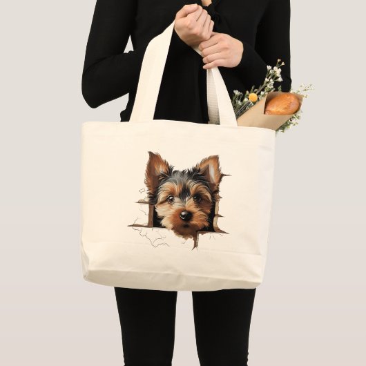Schattige grappig puppy gezicht grote tote bag (Voorkant (product))
