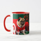 Schattige Grappig Puppy Hond Kerstfoto Pawholidays Mok (Links)