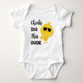 Schattige & Grappig Quote Baby Boys Chicks Dig Dez Romper (Voorkant)