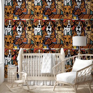 Schattige Grappig Reddingshond Abstract Kunstpatro Behang