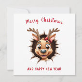 Schattige Grappig rendier meisje kerst Kaart (Voorkant)