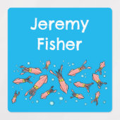 Schattige grappig roze inktvis cartoon patroon gep labels (Design 1)