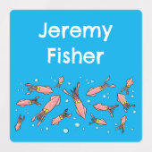 Schattige grappig roze inktvis cartoon patroon gep labels (Design 2)